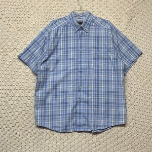 Ariat Pro Series Shirt Mens XL Blue Plaid Check Short Sleeve Button Down Western